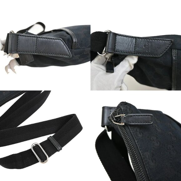 GUCCI Logo GG Pattern Cross Body Shoulder Bag Canvas Leather Black Italy 89EE815 - Picture 8 of 16